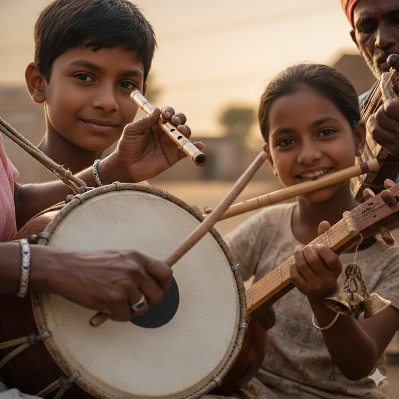 Children experiencing music together