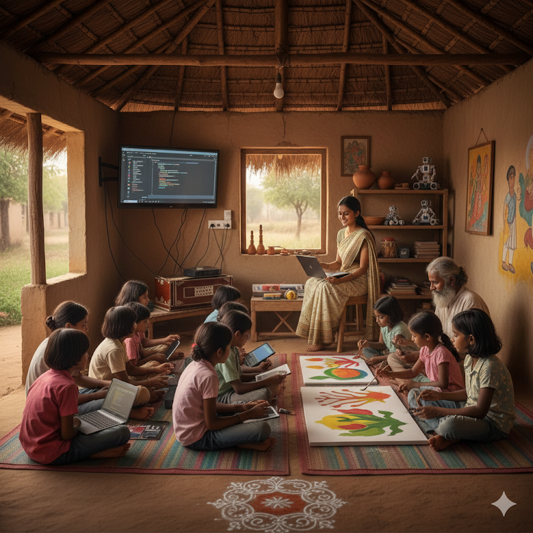 Children learning through art and music